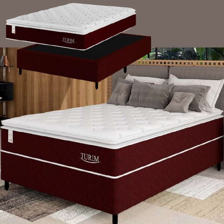 Cama Box Casal (Box + Colchão) Plumatex de Mola – Ensacada 53cm de Altura Turim