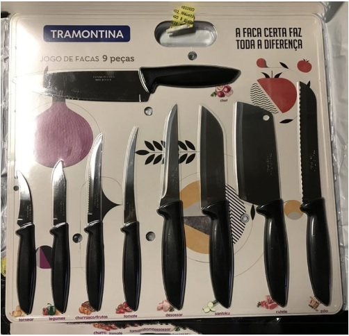 Conjunto de Facas 9 Peças Tramontina Plenus em Aço Inox e Polipropileno