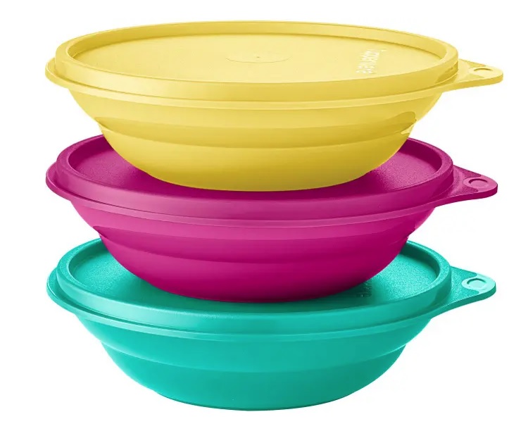 Conjunto de Tigelas de Plástico 3 Peças – Tupperware Pragela Colors