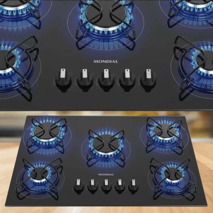 Cooktop 5 Bocas Mondial a Gás GLP Preto – CTG-02