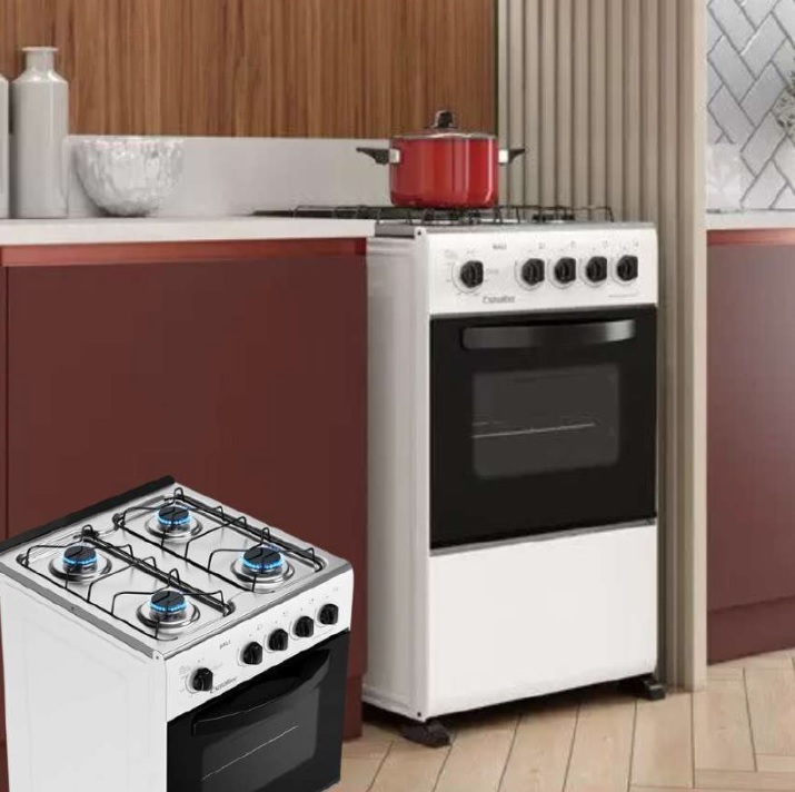 Fogão Esmaltec 4 Bocas Bali 4111 Com Mesa De Inox E Acendimento Manual – Branco