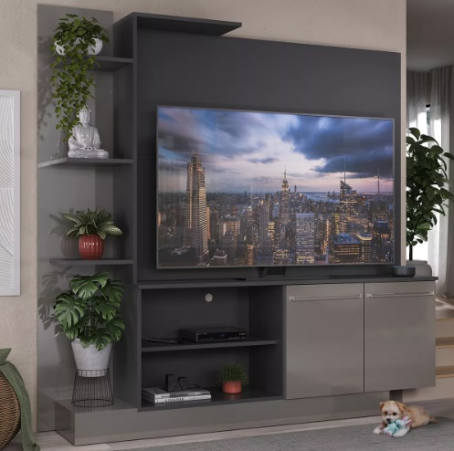 Home Theater Denver P/tv Ate 55 Preto Acet Tx C/ Lacca Fume Multimóveis
