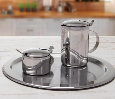 Jogo de Chá e Café 4 Peças Forma Inox Tavola – 807920/4MA