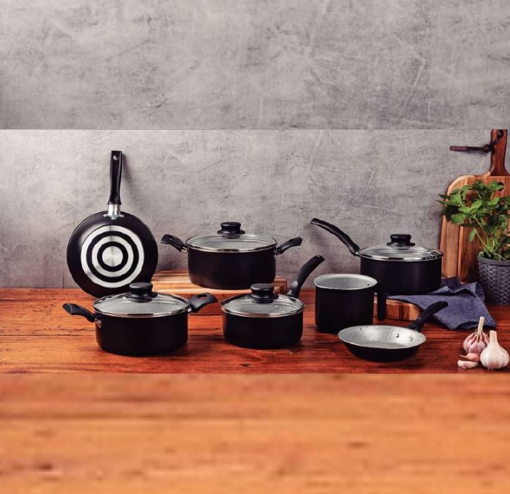 Jogo Panelas 7 Peças Turim Tramontina Antiaderente Alumínio Cor Preto