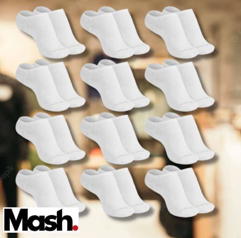 Kit 12 Meias Esportivas Invisíveis Sem Felpa Mash