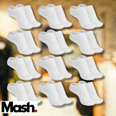 Kit 12 Pares Meia Invisível Mash Unissex Esportiva Active Algodão Sapatilha Cano Curto