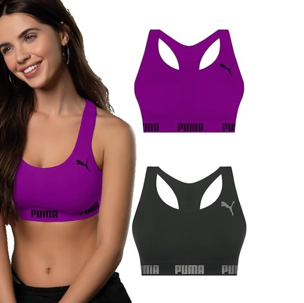 Kit 2 Top Puma Nadador Academia Sem Bojo Sem Costura Microfibra Feminino