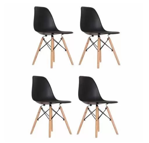 Kit 4 Cadeiras Eames Eiffel Preto – Xplast