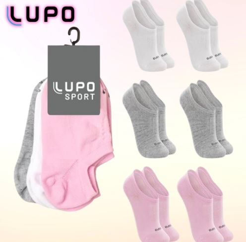 Kit 6 Pares Meia Soquete Lupo Sport Sapatilha Feminino