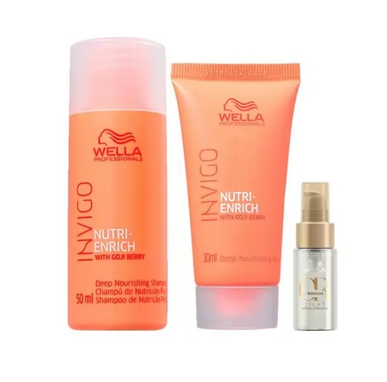 Kit Wella Professional Invigo Enrich – Shampoo 50ml e Máscara 30ml e Óleo Oil Reflections Light 30ml – Wella Professionals