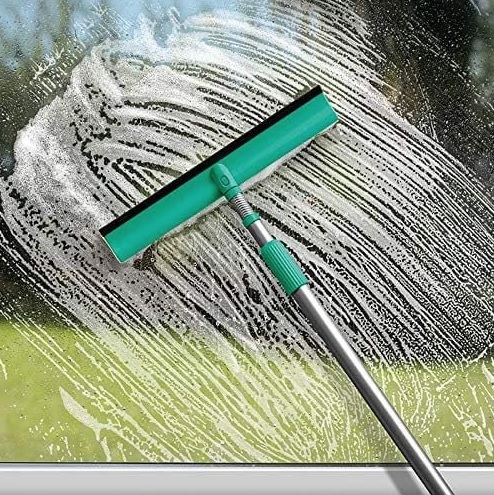 Mop Limpa Vidros 2 em 1: Lava e Seca com Cabo, Cor Turquesa/Prata, Linha Noviça, Bettanin.