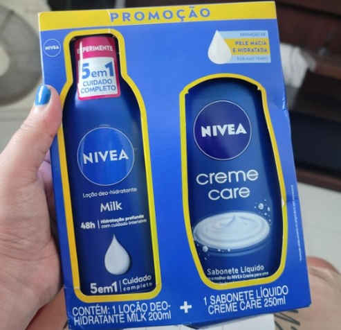 NIVEA Kit Loção Hidratante Milk Pele Seca a Extrasseca 200ml + Sabonete Líquido Creme Care 250ml-embalagem variável