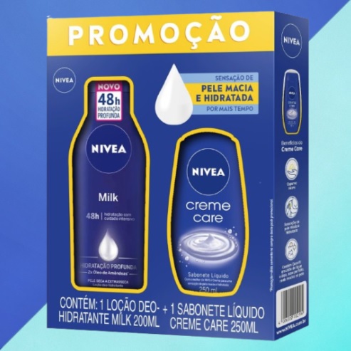 NIVEA Kit Loção Hidratante Milk Pele Seca a Extrasseca 200ml + Sabonete Líquido Creme Care 250ml