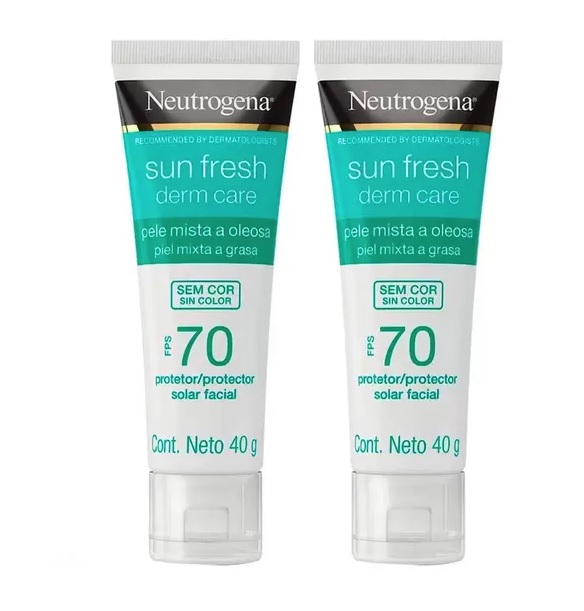 Neutrogena Protetor Solar Facial Sun Fresh Derm Care FPS70 40g Kit – 2 unidades