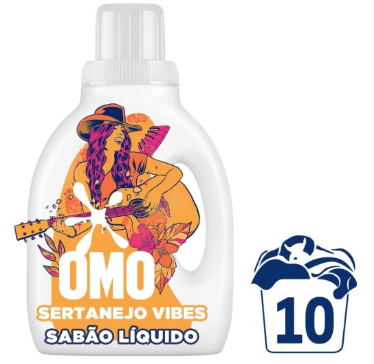 OMO Lava Roupa Líquido Explosão De Perfume Sertanejo Vibes Lavanderia Sensorial 1 L