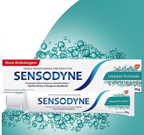 Sensodyne Creme Dental Proteção Completa para Dentes Sensiveis com Ação de Limpeza Profunda e Branqueamento, 90g
