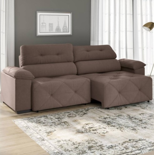 Sofá Retrátil Reclinável 4 Lugares Suede Moviment Grazzia Linoforte