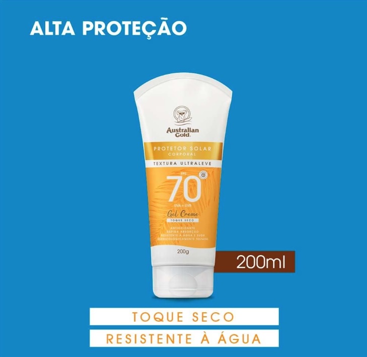 AUSTRALIAN GOLD PROTETOR SOLAR CORPORAL GEL CREME FPS70 200G