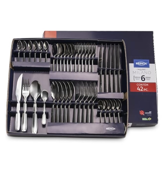 Conjunto de Faqueiro 42 Peças Milano – Brinox – Inox