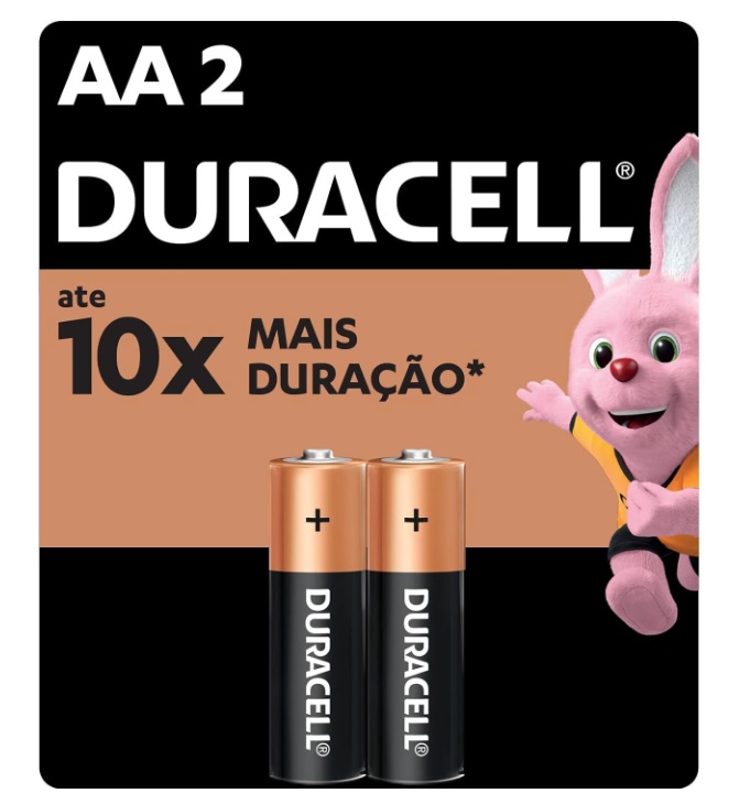 Pilha Alcalina AA Pequena DURACELL com 2 unidades