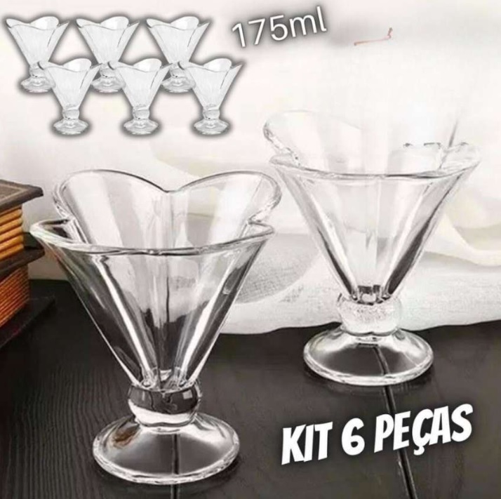 Jogo de Taças de Sobremesa de Vidro 175ml – 6 Peças Haus Concept Tulipa