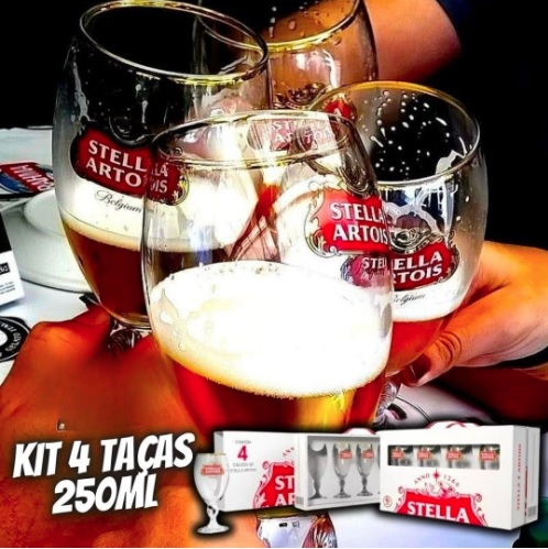 Jogo de Taças de Vidro 250ml – 4 Peças Ambev Stella Artois