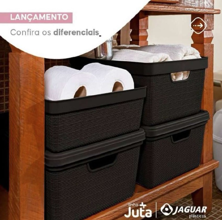 Kit 5 Caixas Organizadoras Cesto Tampa Multiuso 1,8l 5l 15l