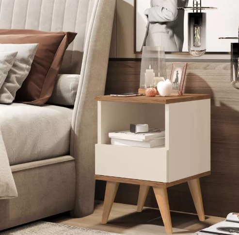 Kit Duas Mesas De Cabeceira Retrô Pés Palito Em Madeira Maciça – Pix – Várias Cores – DULLAR MÓVEIS