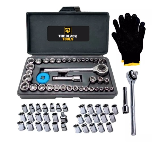 Kit Jogo Catraca Reversível Pito Soquete Ferramentas Brinde