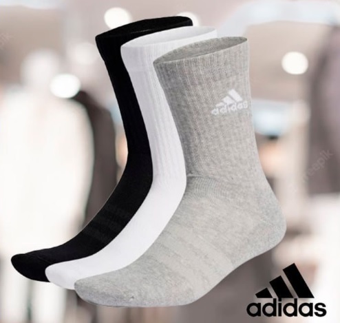 Meias Amortecidas Cano Alto 3 Pares-cinza adidas