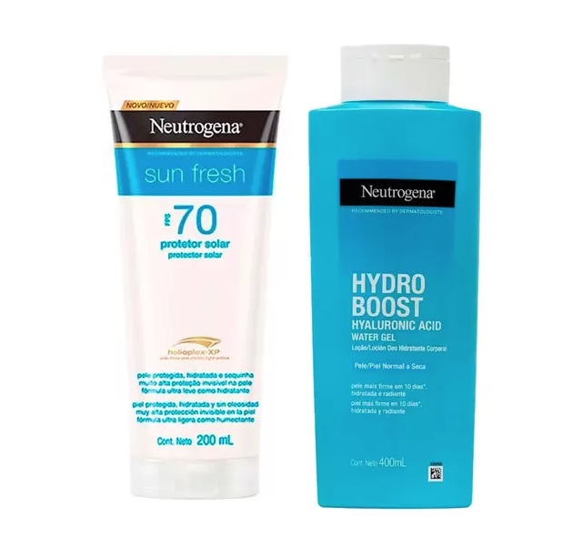 Neutrogena Kit Protetor Solar Sun Fresh FPS70 200ml + Hidratante Corporal Hydro Boost 400ml