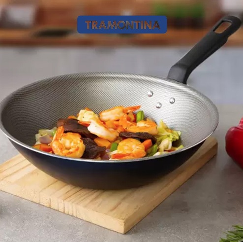 Panela Wok Antiaderente Tramontina de Alumínio – Ravena Azul 24cm