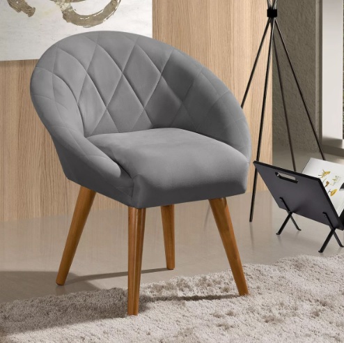 Poltrona Sala Decorativa Escritório Louis Cinza Envio Já
