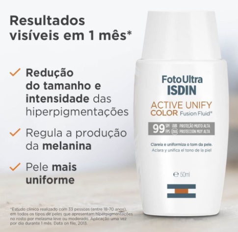 Protetor Solar Facial Active Unify Color Fps 99 50ml Isdin