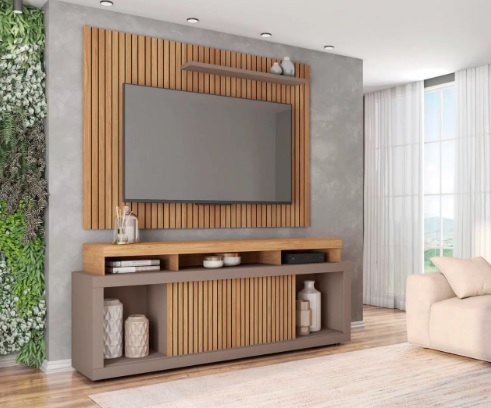 Rack para TV até 70” com Painel 1 Porta Caemmun Aegon