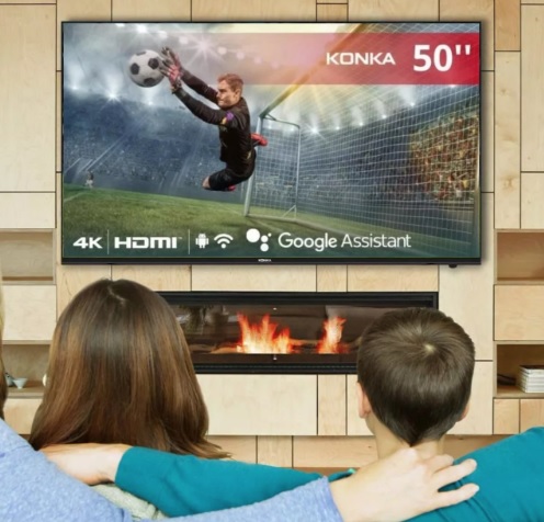 Smart TV LED 50 UHD 4K, Design sem bordas, Google Assistant e Android TV com Bluetooth Konka