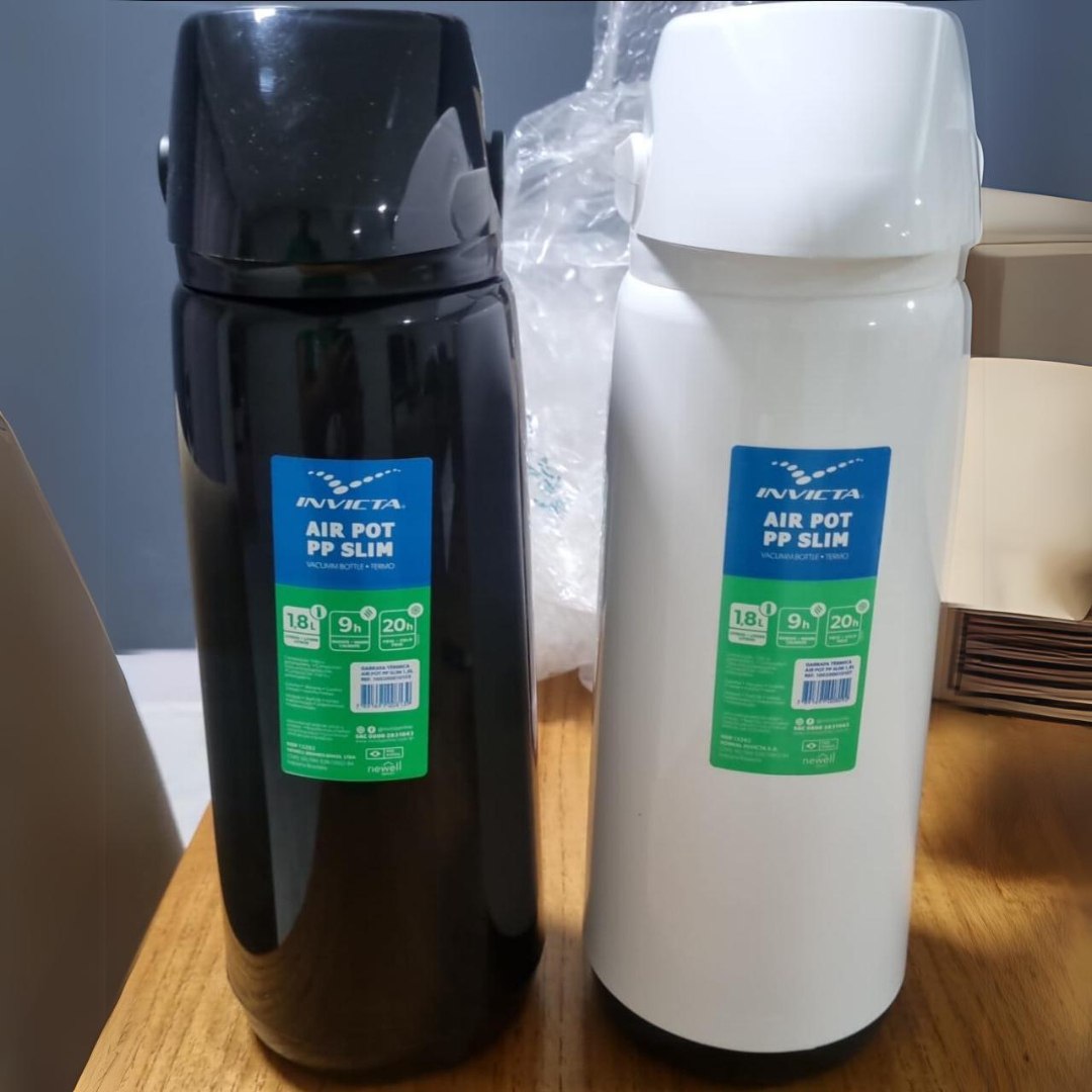 Garrafa Térmica Air Pot 1,8L Slim Pressão Preto Invicta