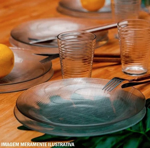 Aparelho De Jantar Diamante 12 Peças Duralex Cor Cristalino Liso