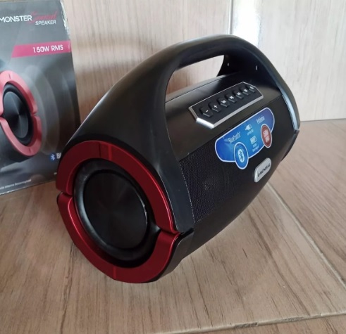 Caixa De Som Monster Sound Sk-06 Bluetooth Mondial Bivolt Cor Preto 110V/220V