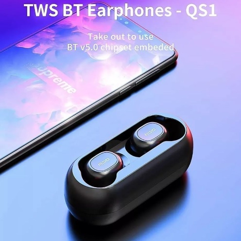 Fone De Ouvido Sem Fio Qcy T1c Tws Bluetooth 5.1 Case 380mah Cor Preto (grave reforçado)