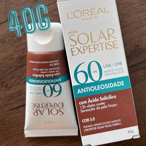 L’Oréal Paris Protetor Solar Facial L’Oréal Paris Solar Expertise Antioleosidade Fps60 Cor 5.0 Negra 40G