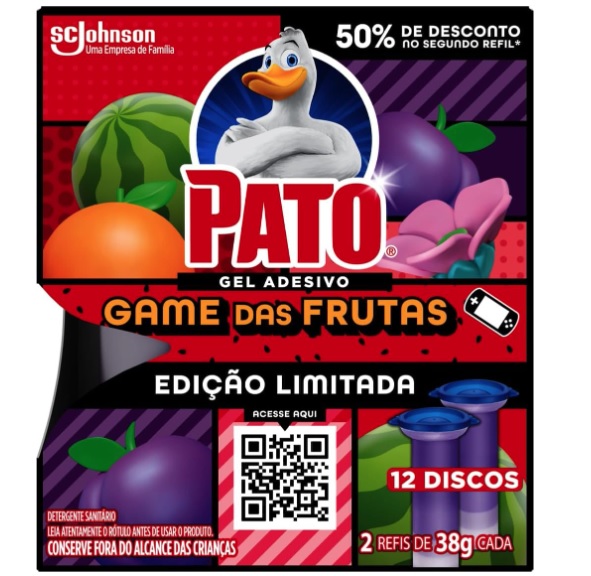 Pato Desodorizador Sanitário Gel Adesivo Edição Limitada Game das Frutas Refil 12 Discos promocional