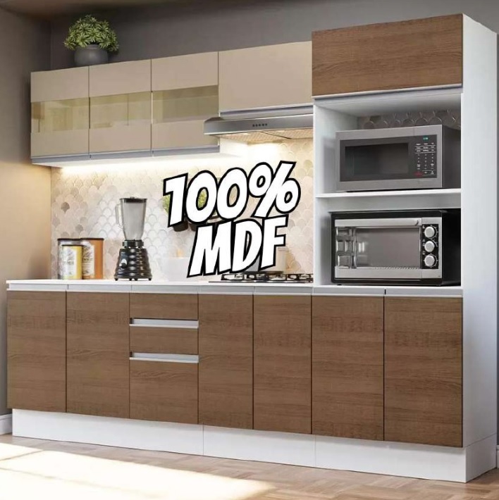 Armário De Cozinha Completa 100% Mdf 250 Cm Smart Madesa 02