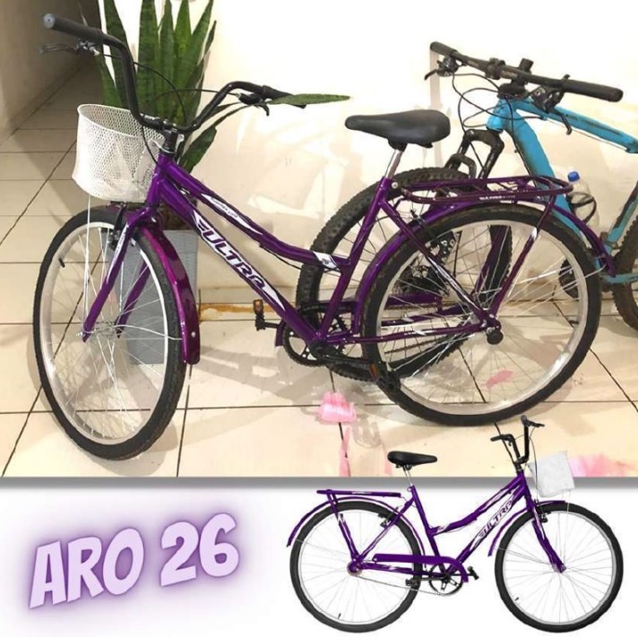Bicicleta De Passeio Ultra Bikes Esporte Summer Vintage Retrô Aro 26 Reforçada Freio V-brake Lilás