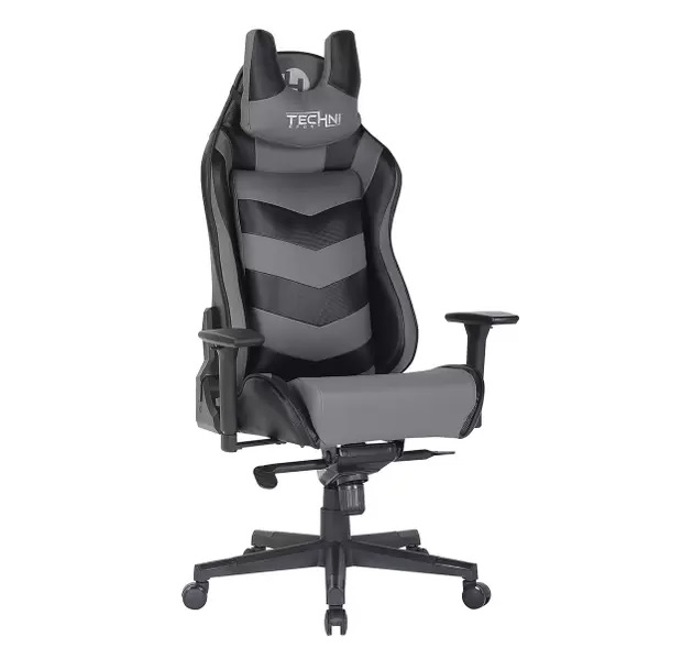 Cadeira Gamer Techni Sport Reclinável Giratória Preta e Cinza TS61