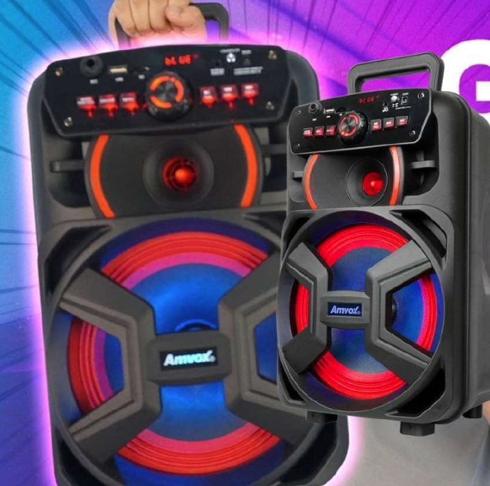 Caixa Amplificada Amvox Aca 221 Portátil C Bluetooth Bivolt Cor Preto 110v/220v