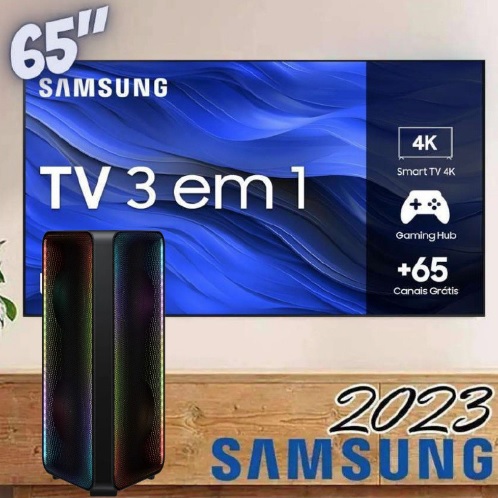 Smart TV Samsung 65″ UHD 4K 65CU7700 + Sound Tower MX-ST45B