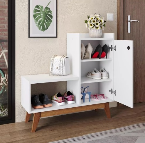 Banco Sapateria Organizadora Hall Entrada Quarto Retrô