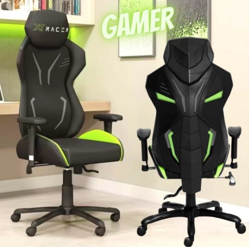 Cadeira Gamer XT Racer Reclinável Preta e Verde – Platinum Series XTP140