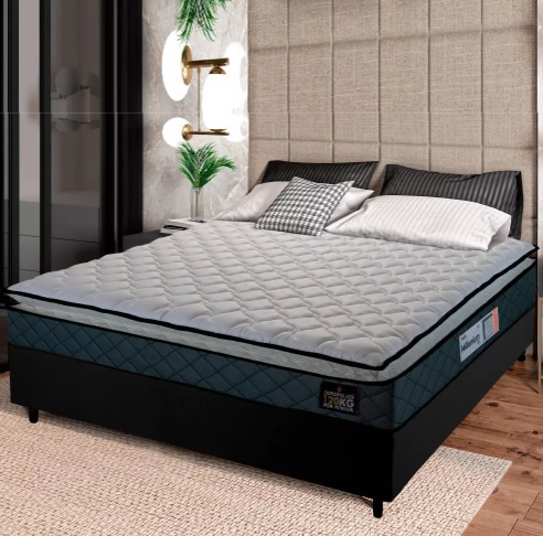 Cama Box Casal Colchão Pillow Top D33 Millenium Cinza/preto Cor Cinza